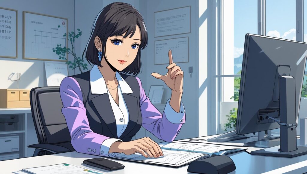 アニメ風)資産形成のポイントと注意事項について語る、日本人のファイナンシャルプランナー