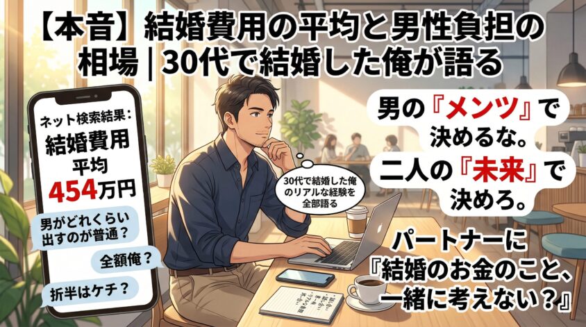 【本音】結婚費用の平均と男性負担の相場|30代で結婚した俺が語る