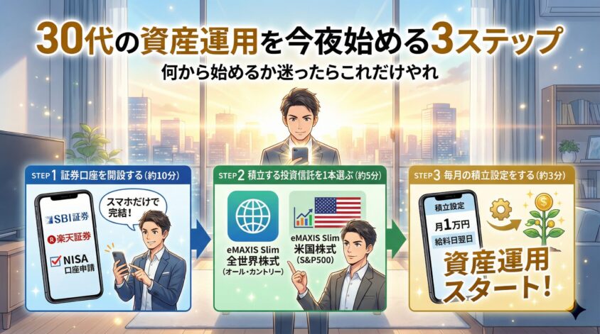 30代の資産運用を今夜始める3ステップ|何から始めるか迷ったらこれだけやれ