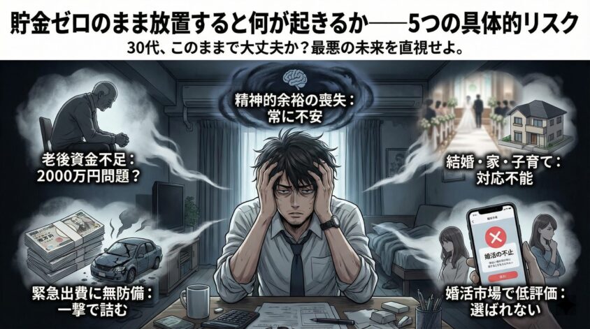 貯金ゼロのまま放置すると何が起きるか——5つの具体的リスク