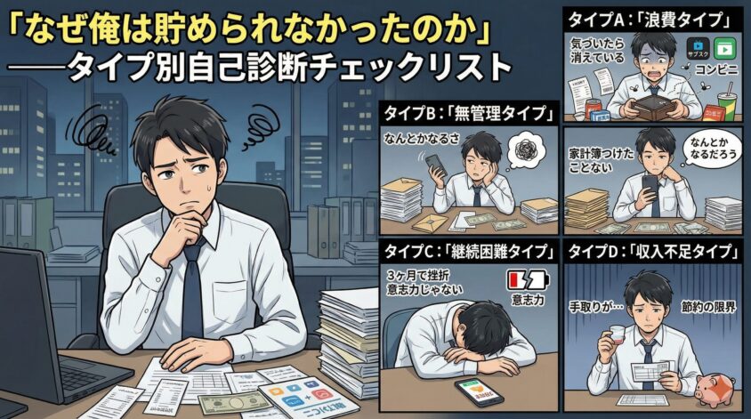 「なぜ俺は貯められなかったのか」——タイプ別自己診断チェックリスト