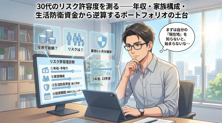 30代のリスク許容度を測る——年収・家族構成・生活防衛資金から逆算するポートフォリオの土台